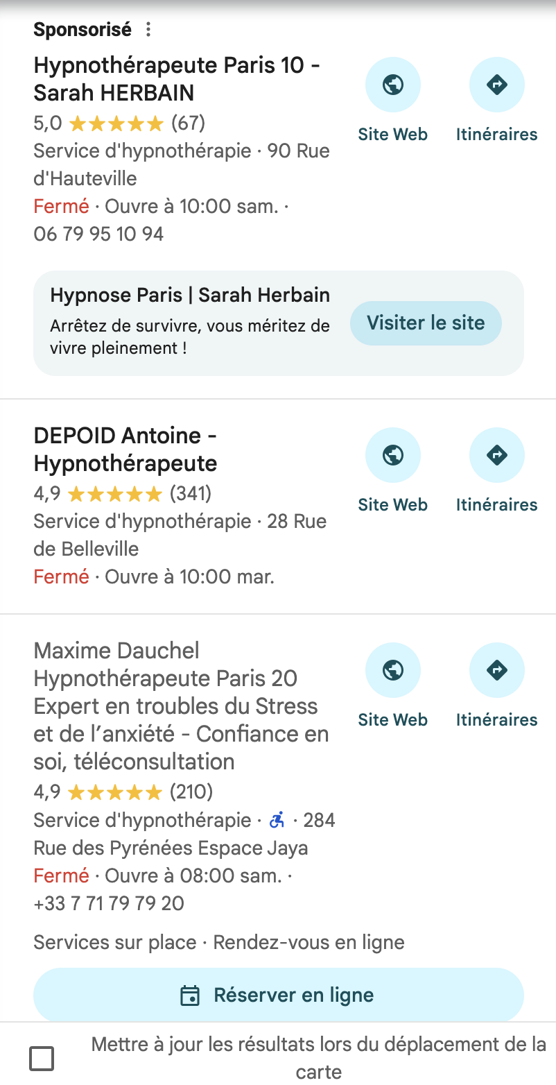 Google Maps - Top positions